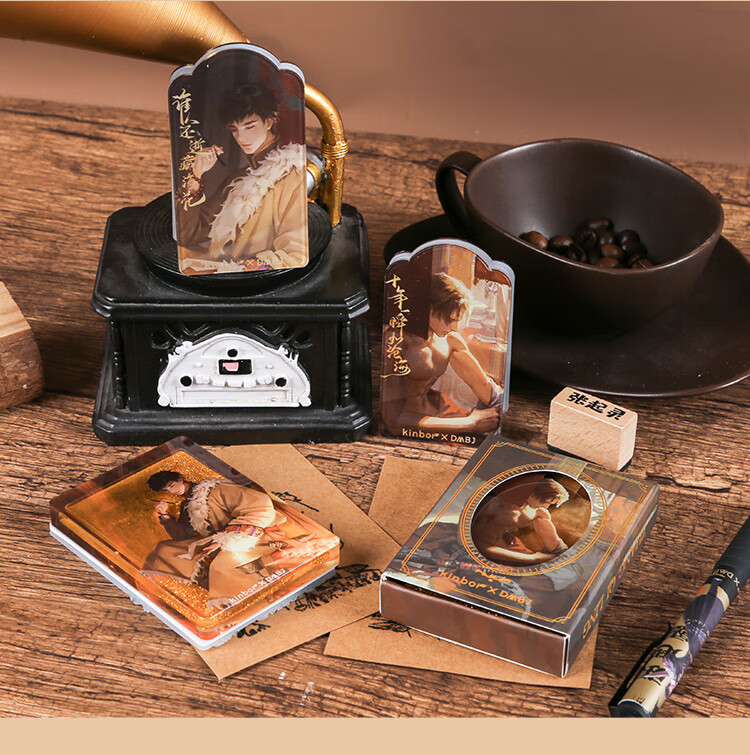 Kinbor Zhang Qiling's Grave Robbers' Chronicles Children's Acrylic Fluorescent Sand Stamp Gift Box, Journal Diary DIY Decoration Stationery Gift, Anime-Style Guzi DT57474 11