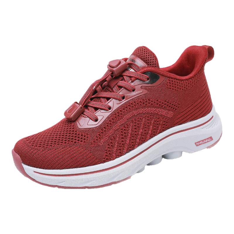 Anglerfish Summer Breathable Mesh Mom Casual Shoes Sports Walking Shoes Elderly Old Beijing Cloth Shoes A6000 Red 38