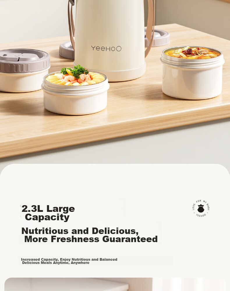 YEEHOO Insulated Food Container for Pregnant Women And New Mothers, Soup Warmer, Baby Food Container, Three-Layer Insulated Drink Box, 316 Stainless Steel Takeaway Thermos 2