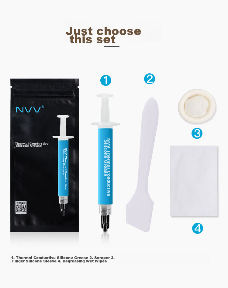 NVV Thermal Paste, Heat Dissipation Silicone Grease for Laptop CPU Graphics Card And Mobile Phone Chips, Thermal Conductivity 4.8 (W/m·K), NT-4, 3g Package 11