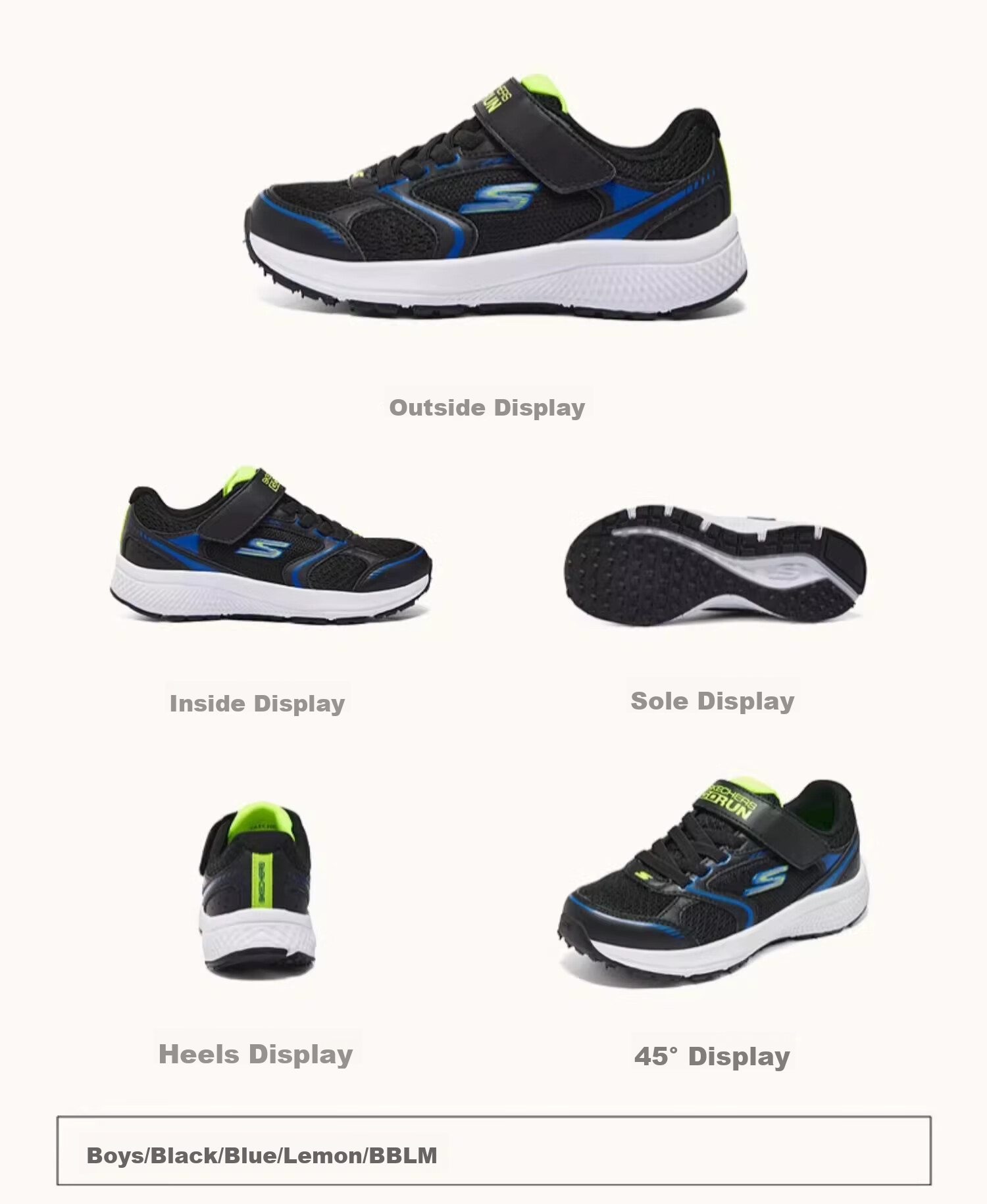Skechers, Boys' Leopard Running Shoes, Shock-Absorbing Sneakers for Older Children, Velcro Casual Shoes, 405009L 30