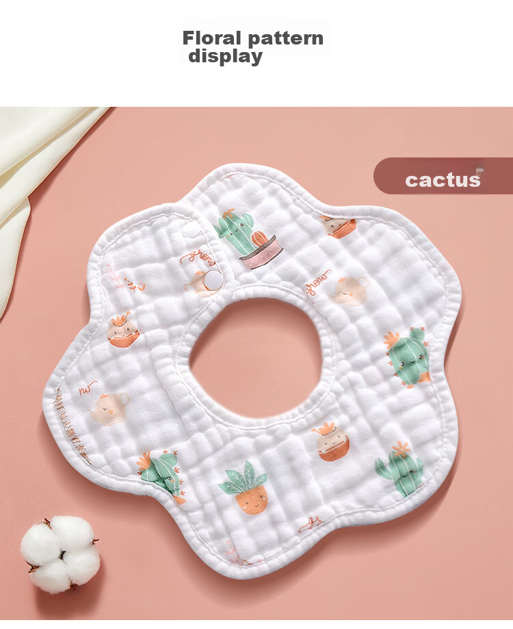 DOCTOR MA Baby Drool Bibs, 3 Pieces, Pure Cotton Printed Bibs, 360° Rotating Food Bibs for Infants, Newborn Gauze Bibs 9