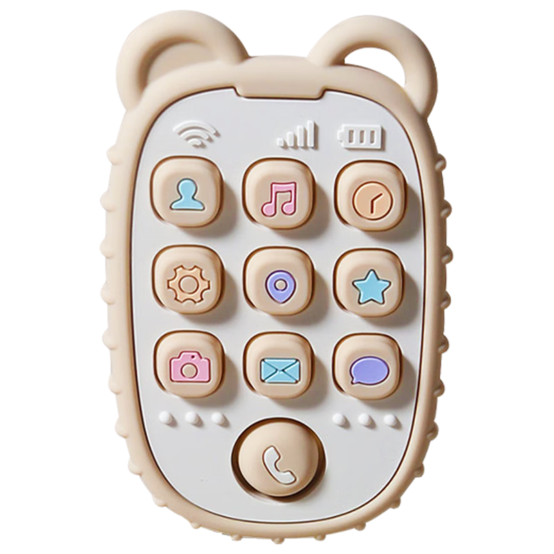DOCTOR MA Baby Teether, Teething Stick, Infant Mobile Phone Teether, Comforting Silicone, Prevents Thumb Sucking, Oral Stage, Chewable, Bear Desig