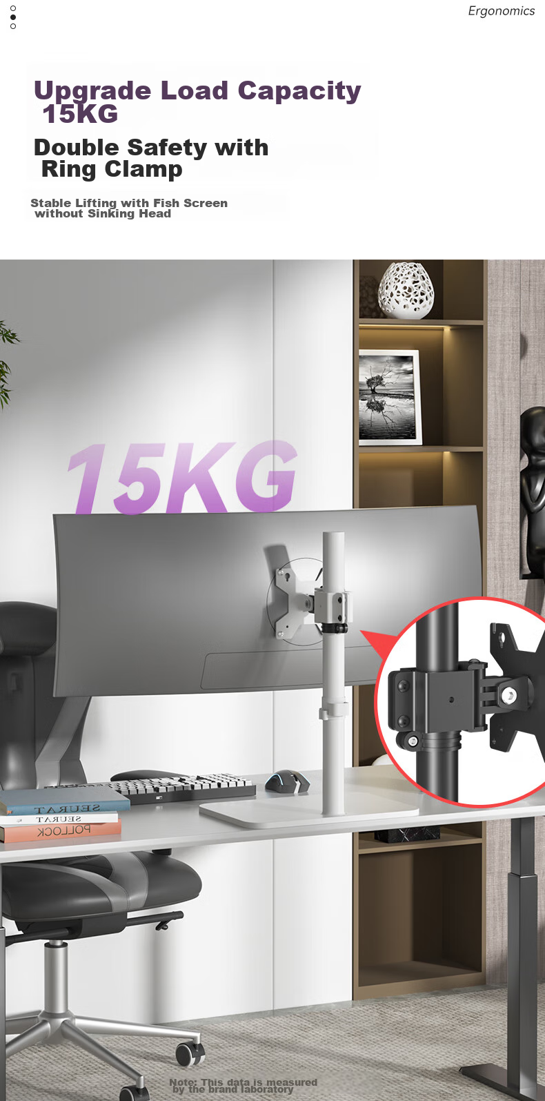 HILLPORT Monitor Riser Stand, Desktop Computer Screen Support, Display Stand with Adjustable Height And Rotation for Horizontal Or Vertical Positioning, DZ2011 White, Weight Capacity of 15 Kg (33 Lbs) 6