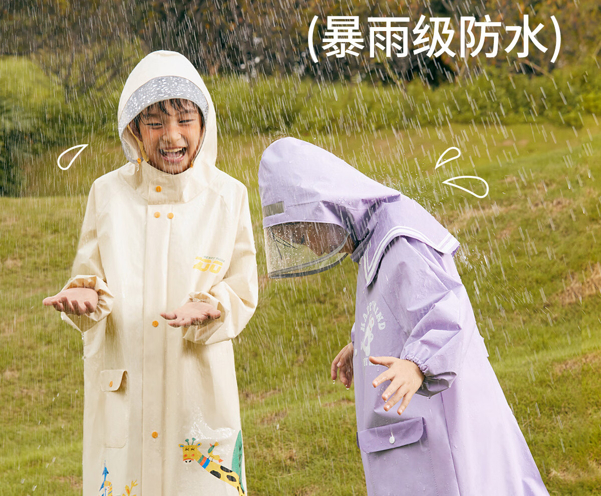 Fanyejia Disposable Raincoat for Children And Elementary School Students, with Backpack Space, Thickened for Older Kids, Portable for Travel And Outdoor Activities 6