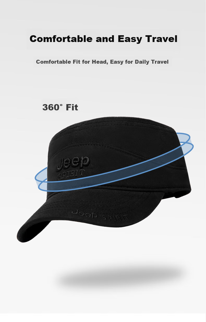 JEEP Men's Flat-Top Cap, All-Season Style, Baseball Cap for Middle-Aged And Elderly, Outdoor Casual Versatile Cap A0293 7