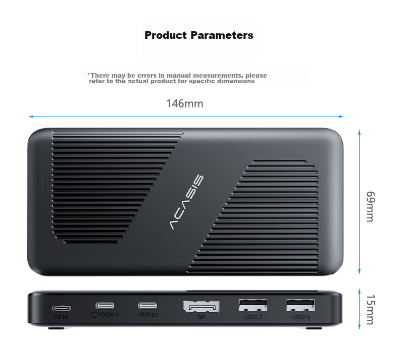 Acasis USB4 Expansion Dock, Desktop Hub, Ultra HD 8K Triple Display, Dual Output, Desktop Office Expansion Dock, Thunderbolt Compatible with Apple And Huawei, for Laptops, DS-9003 24