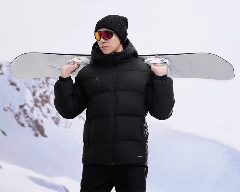 KELME Sports Hooded Cotton Jacket, Winter New Style, Heat-Retaining Warm Coat, Thickened Fashionable Puffer Jacket, Onyx Black, S 1