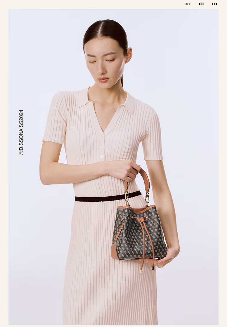 DISSONA Women's Handbag, Monogram Shoulder Crossbody Bag, Large Capacity Commuter Bag, Bucket Bag, Brow 8