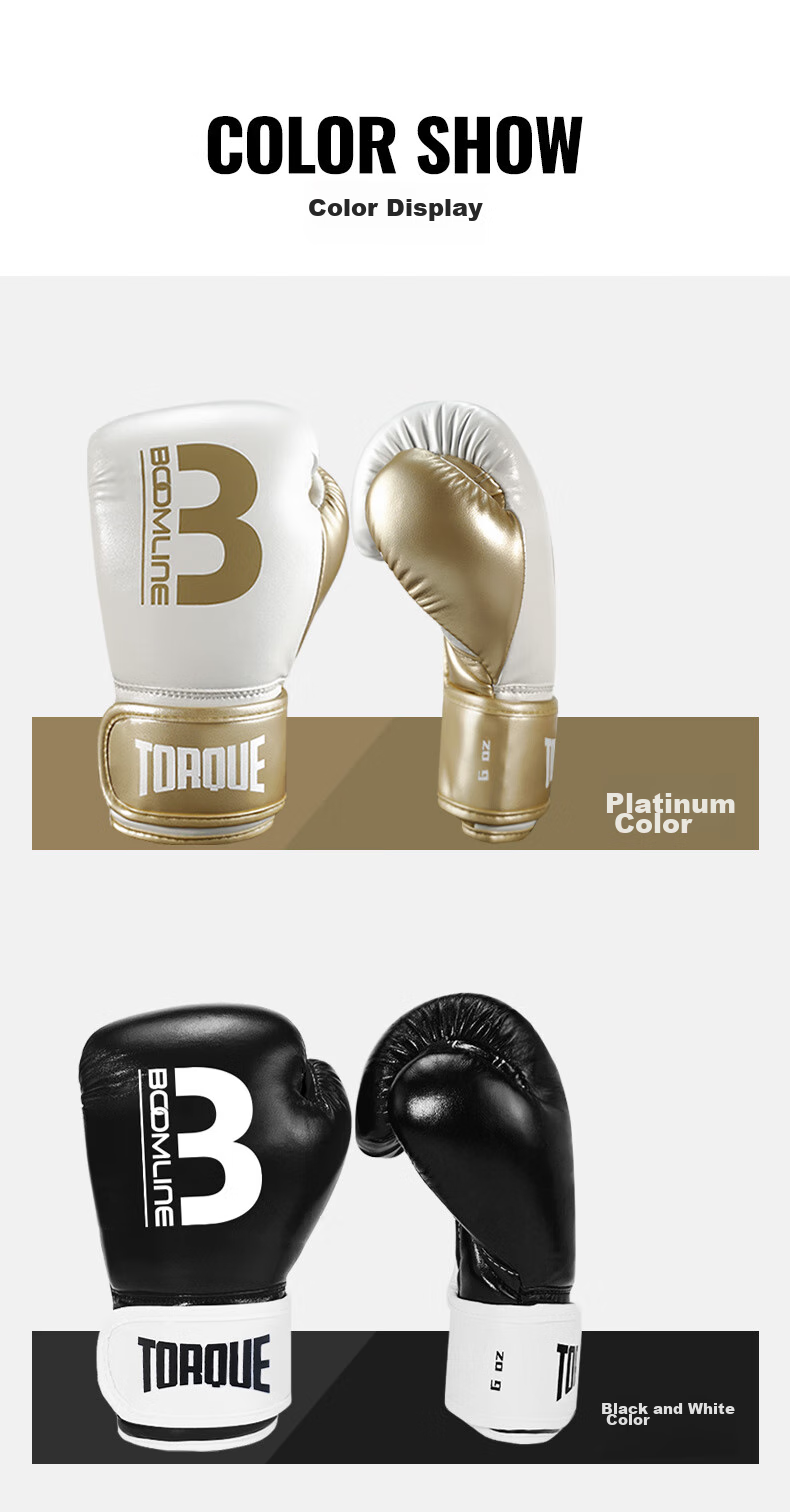 TORQUE Children's Boxing Gloves, Comprehensive Combat Training, Kids' Gloves for Punching Bags, Professional Gloves, White Gold 6OZ 7