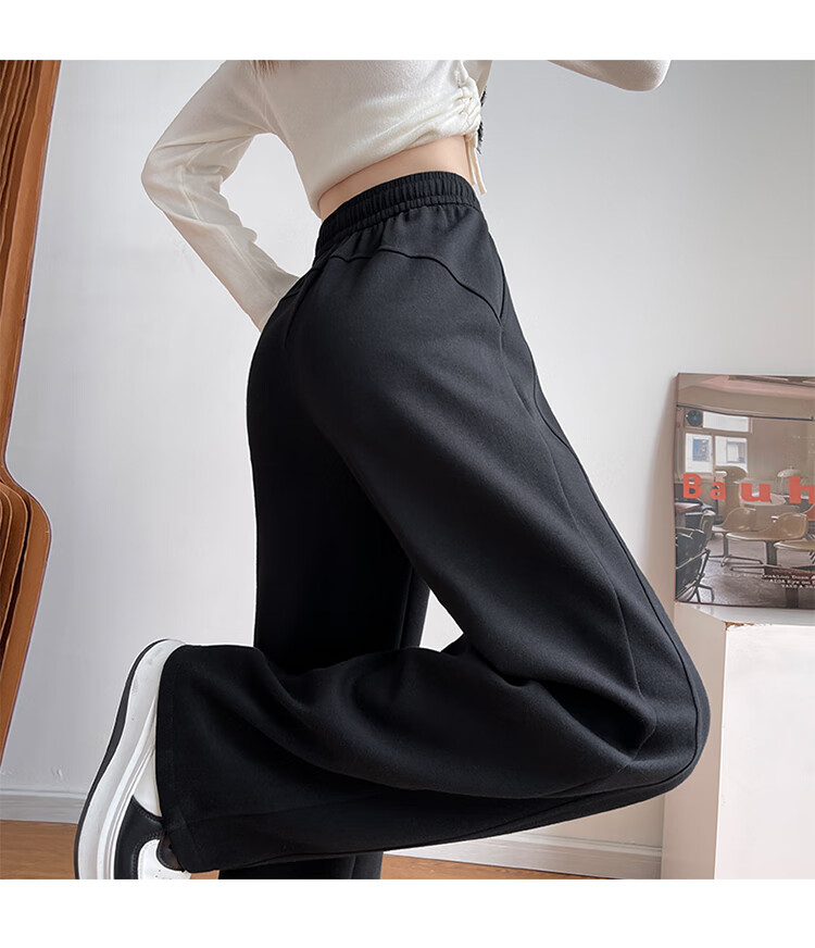 Langsha Women's Sports Pants Spring and Autumn High Waist Slim Fit Spliced Banana Pants Loose Slim Casual Sweatpants Versatile Wide-Leg Pants 12