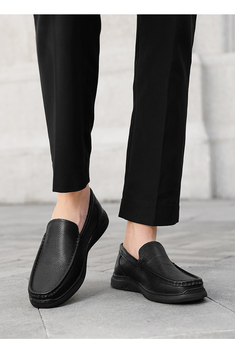 HLA Men’s Soft Sole Loafers Slip-On Casual Leather Shoes HAAPXM2FFE210 Black Size 44 3