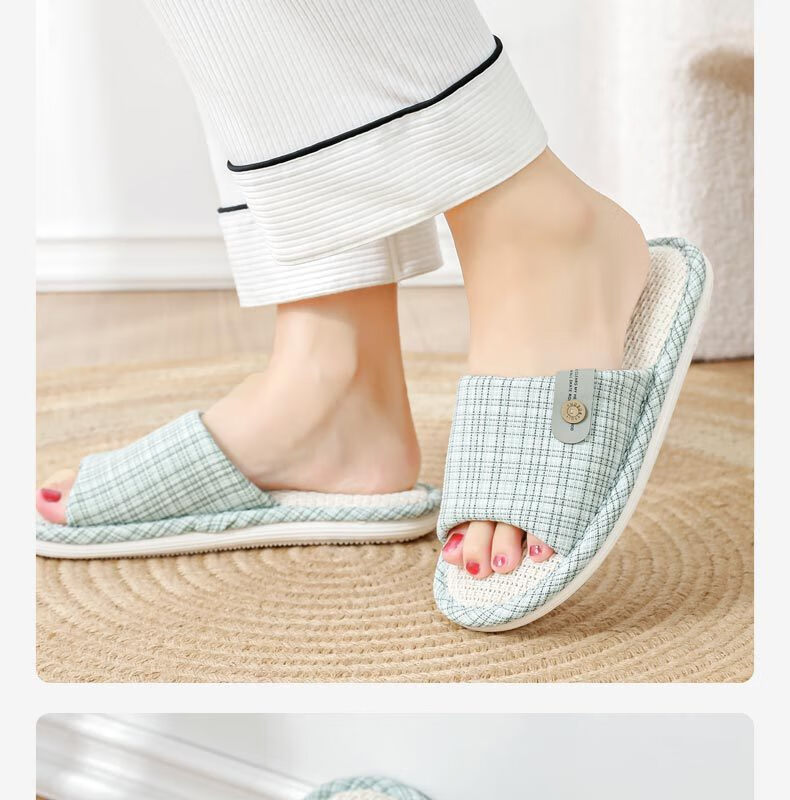 Huameijianbu Linen Slippers, Non-Slip, Couple's Home Indoor Soft-Soled Cotton Linen Floor Slippers, HM6130, Pink, Size 40-41 13