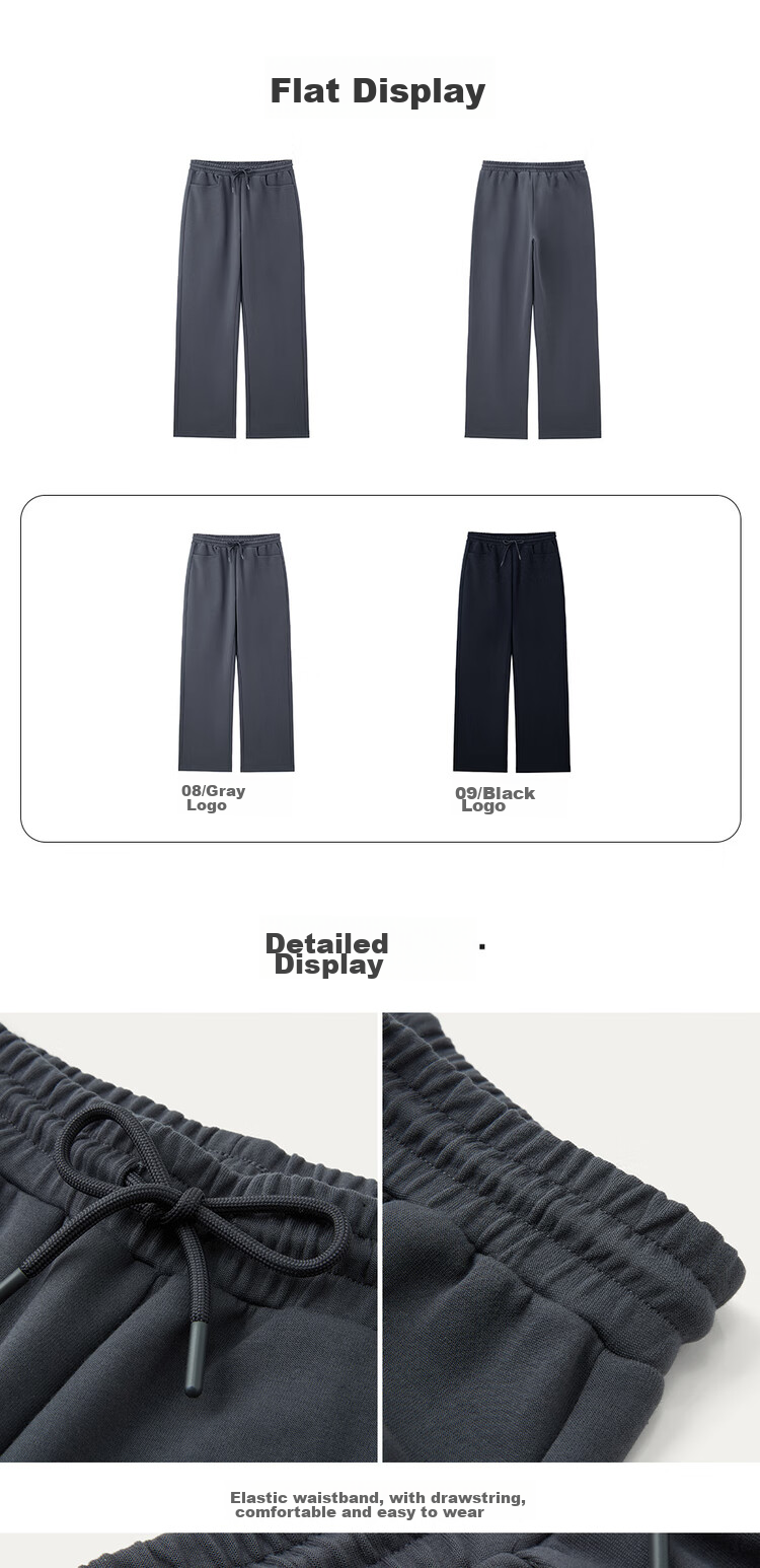 Giordano Women's Sweatpants, Flowy Glutinous Rice Pants with Straight Pockets, Elastic Waist Soft And Chewy Long Pants 05414854 14