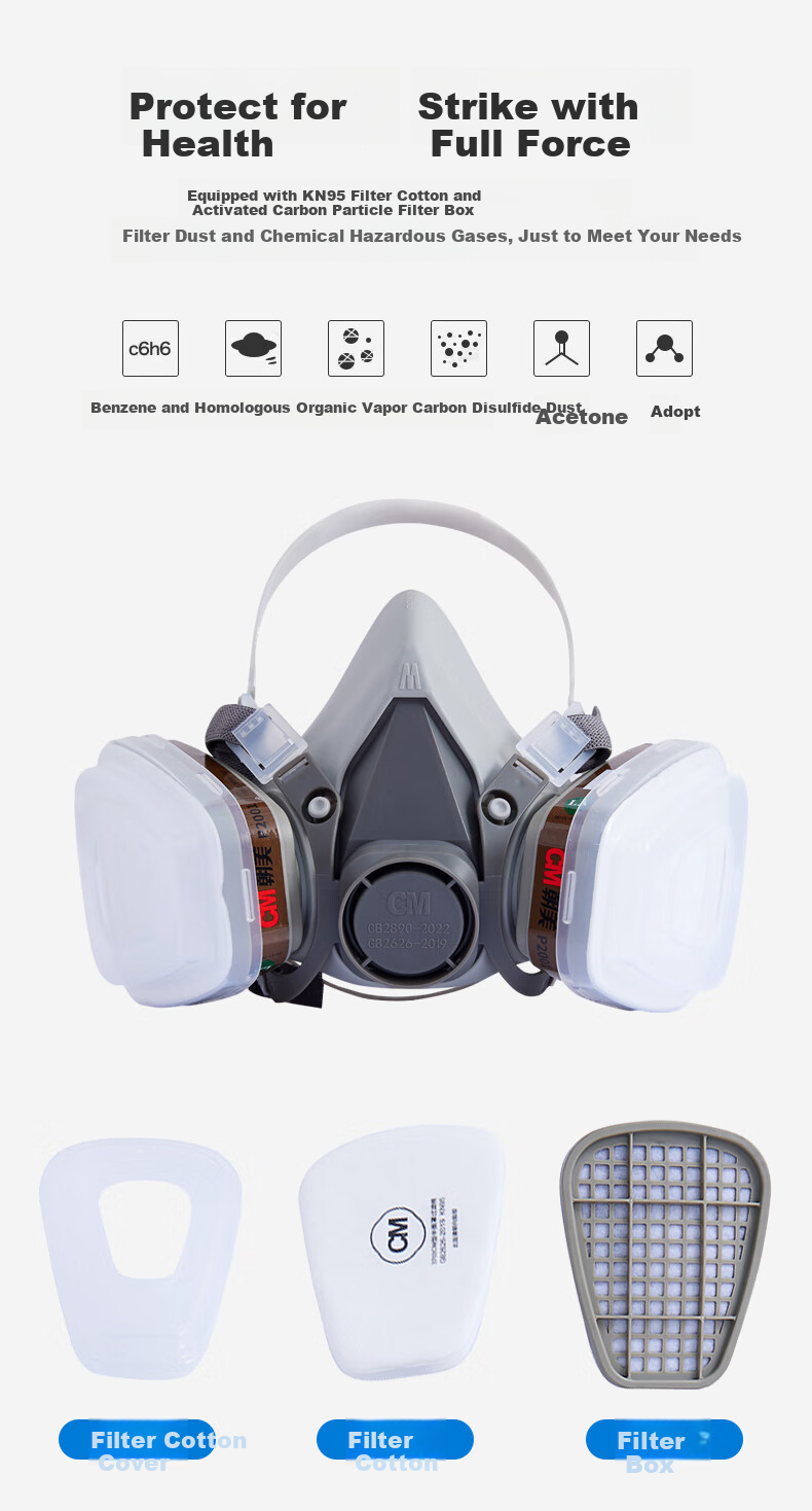 CM Gas Mask Accessories P2001 Model A1 Filter Cartridge Anti-Toxic Gas And Organic Vapor Protection for Chemical And Paint Spraying, No. 3 Filter Cartridge Special (1 Bag Contains 2 Pieces) 4