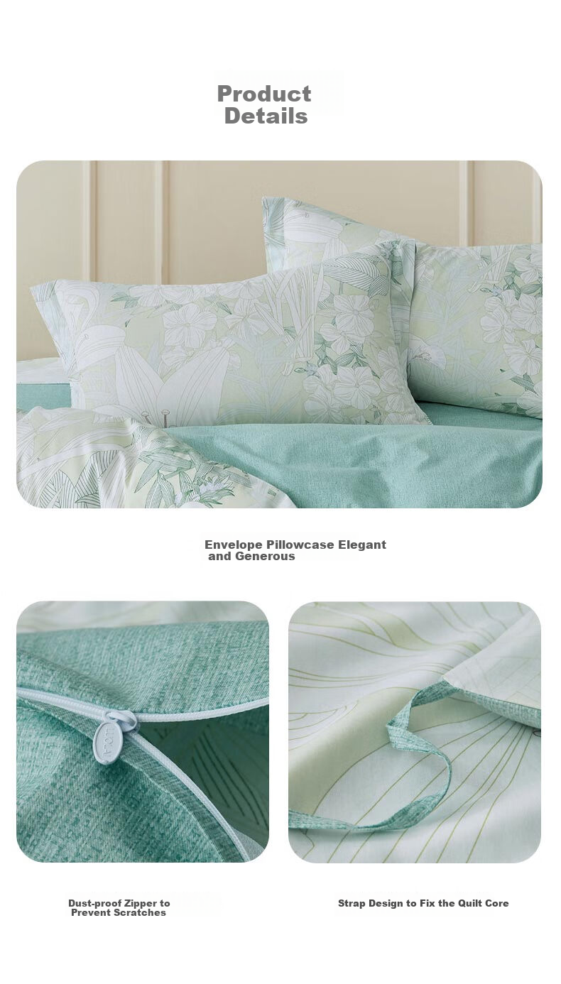 LUOLAI Home Textiles, Pure Cotton Bedding Set of Four Pieces, Fitted Sheet Style, All-Cotton Duvet Cover, Yellow, 200*230 8
