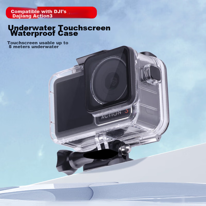 Earlymen Action5pro Waterproof Case, DJI OSMO Action5/Action4/Action3 Universal Action Camera Waterproof Cover with Touchscreen Back Shell, 40 Meters Waterproof 5
