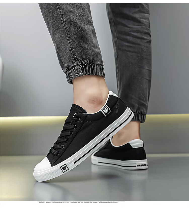 Warrior Canvas Shoes for Men And Women, Versatile Lace-Up Classic Canvas Shoes, Wear-Resistant Low-Top Sneakers WXY709T Black 35 12