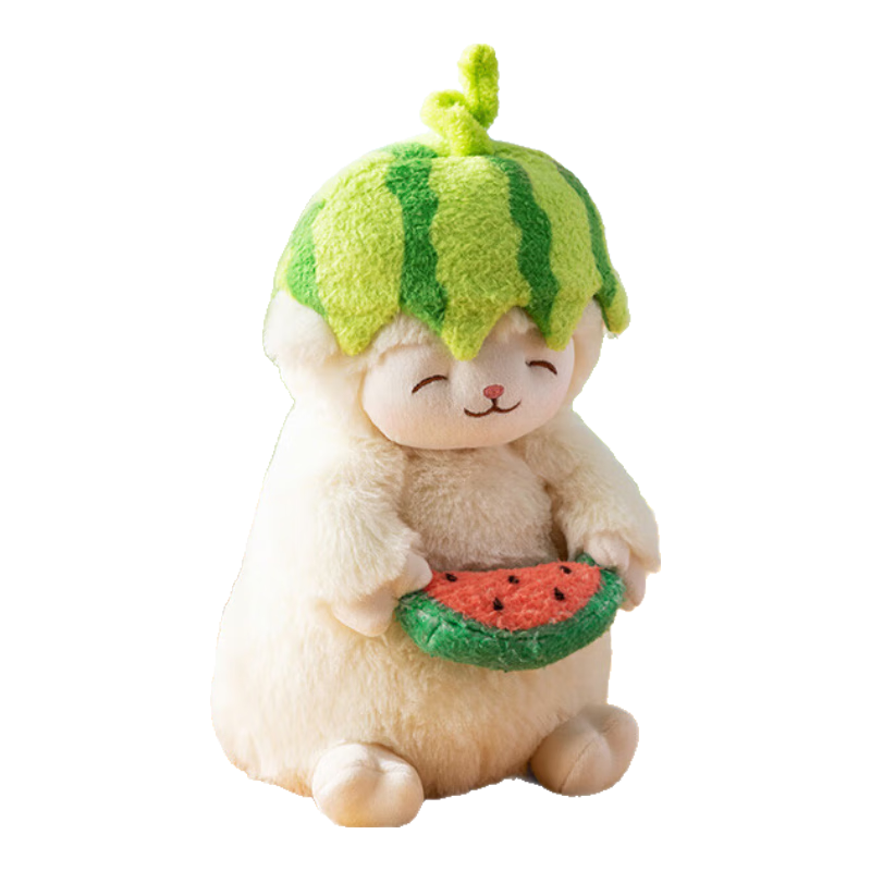 MINISO Lamb Eating Watermelon, Cute Lamb And Sheep Plush Toy, Children's Bedtime Companion Pillow, Gift for Girls