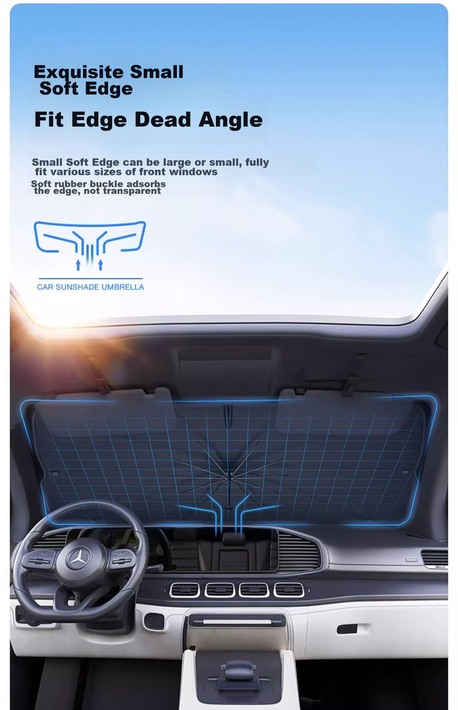 HELLOLEIBOO Laser Car Sunshade, Window Sun Protection, Heat Insulation Sunshade, Car Interior Dedicated Front Windshield Sunshade Cover 18