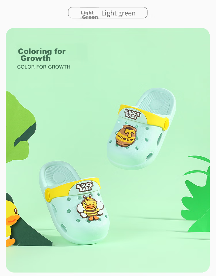 B.Duck Children's Slippers, Boys' Sandals, Kids' Clogs, Girls' Shoes, Home Slippers, BY1310909, Yellow, Size 32 8