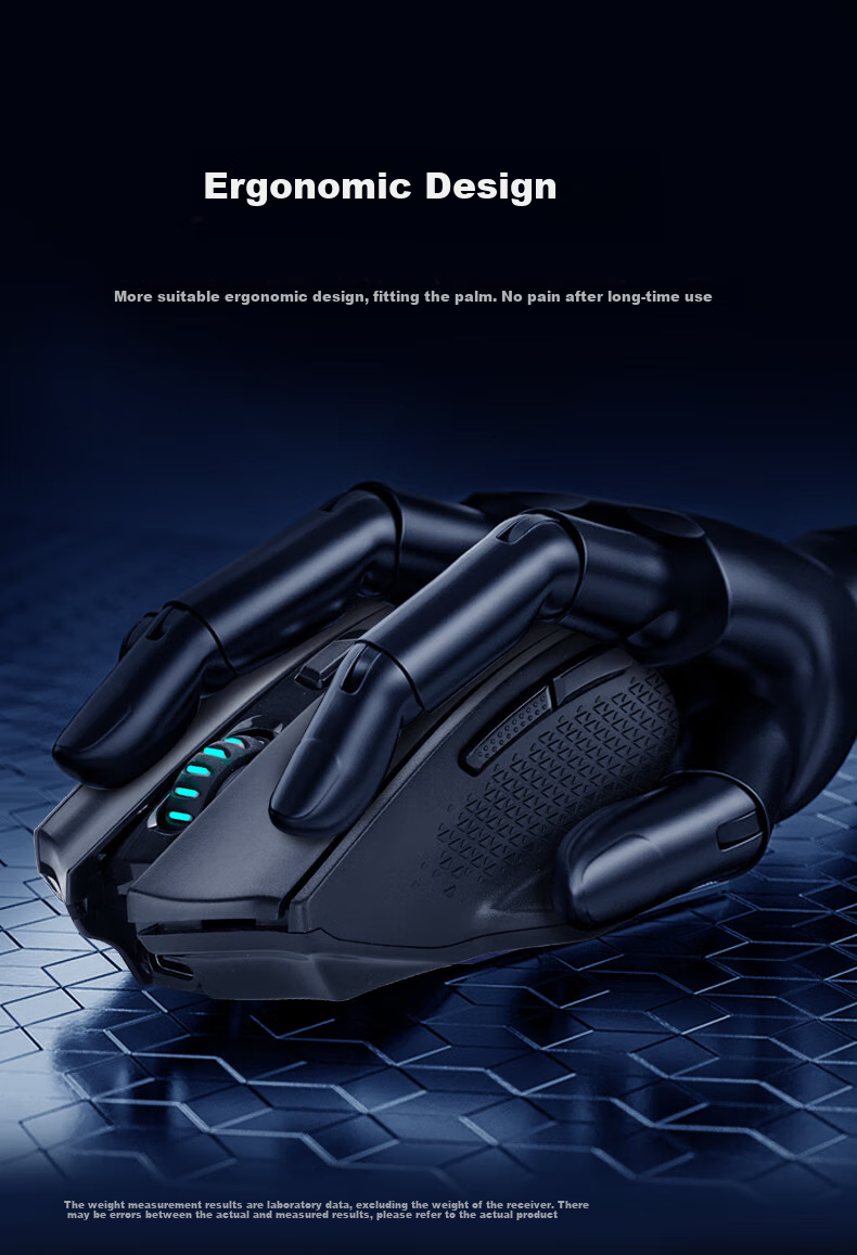 REDRAGON G62 Medium to Large Hand Size Bluetooth 2.4G Wired Tri-Mode Gaming Mouse Ergonomic Lightweight Gaming Mouse Basic Model - Black 8