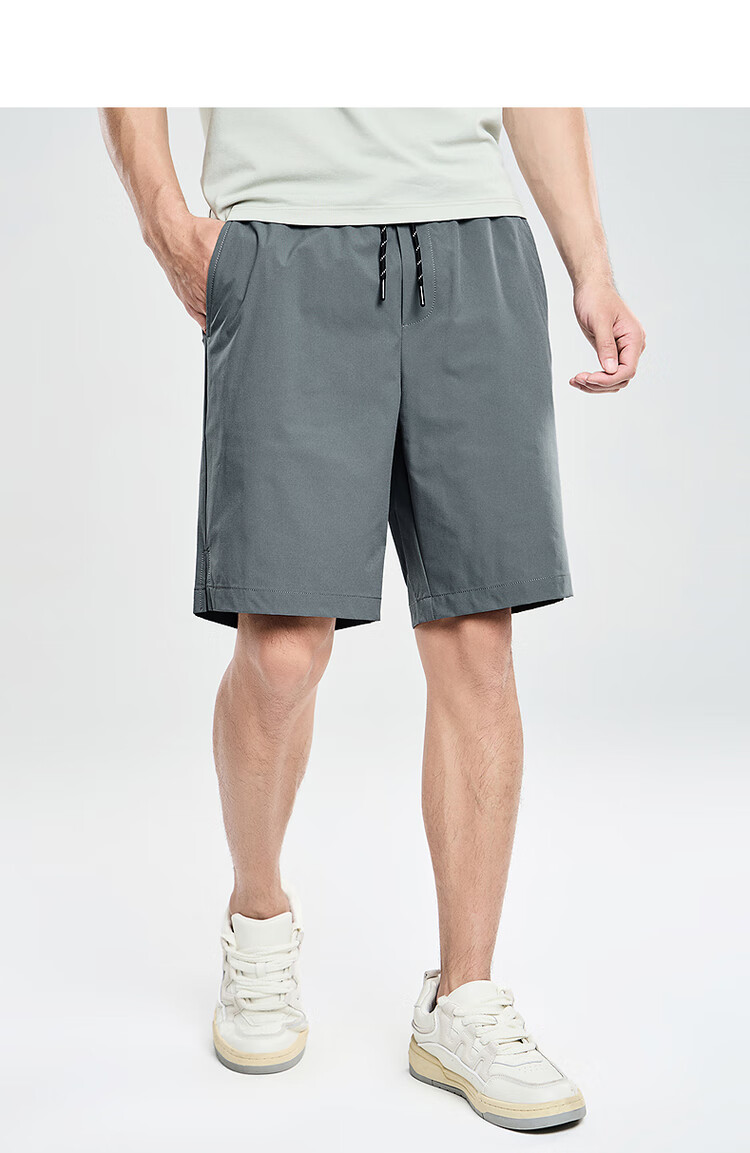 DANCING WOLVES [Elastic Waist] Breathable Quick-Dry Easy-Care Casual Pants Men's Casual Shorts, 211 Gray-Green, 56/XXL 7