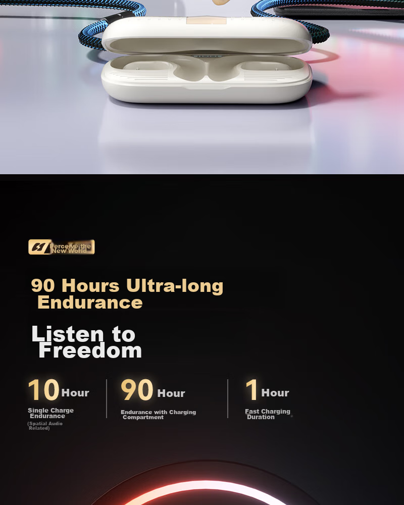 SANSUI [Major New Product | Three Major Upgrades] T19/W19 Bluetooth Headphones, Over-Ear Bone Conduction Concept, Non-In Open Wireless Noise-Cancelling Sports Headphones, Compatible with Xiaomi 17