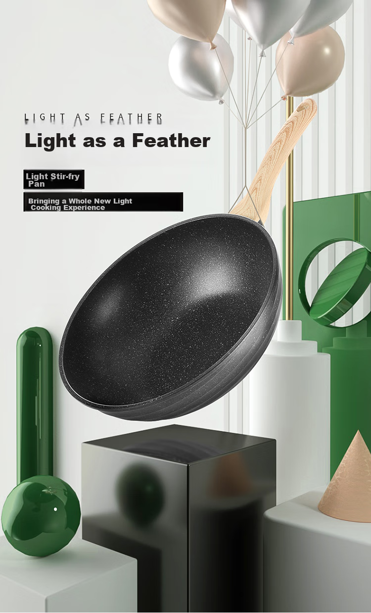 COOKER KING Non-Stick Wok, Easy to Clean, Maifanshi Color Stir-Fry Pan, 32cm, Compatible with Induction Cookers, Obsidian Series CG32HY 1
