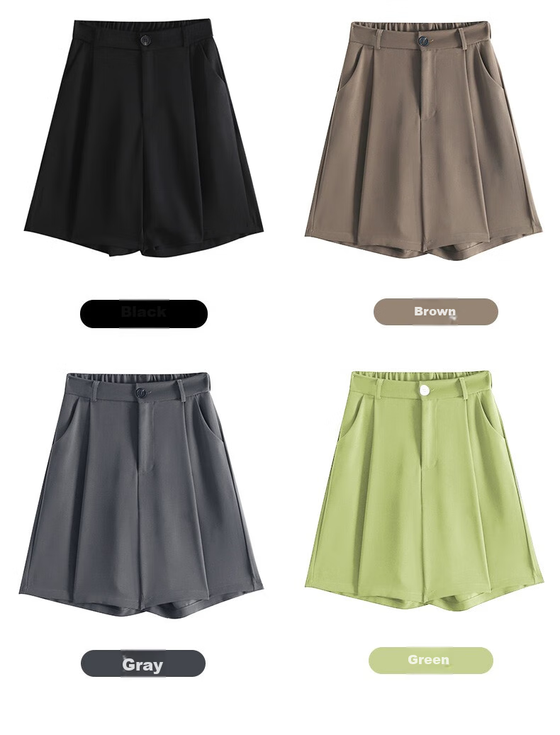 LangSha Women's Suit Shorts, Lightweight And Loose-Fitting for Summer Wear, Wide-Leg Five-Point Shorts, High-Waisted A-Line Slimming Casual Shorts 4