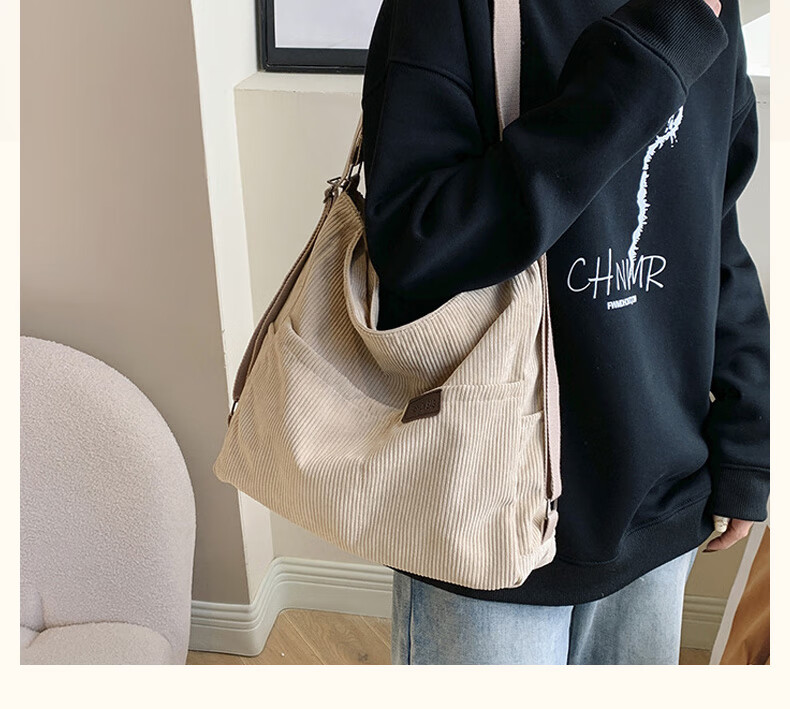 40,000 Kilometers Multifunctional 3-in-1 Single and Double Shoulder Commuter Corduroy Bag Large Capacity Shoulder Crossbody Tote Bag for Women 2