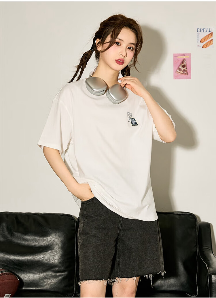 TonLion 2024 Women's Printed Round Neck Short-Sleeve T-Shirt, Off-White, S 4