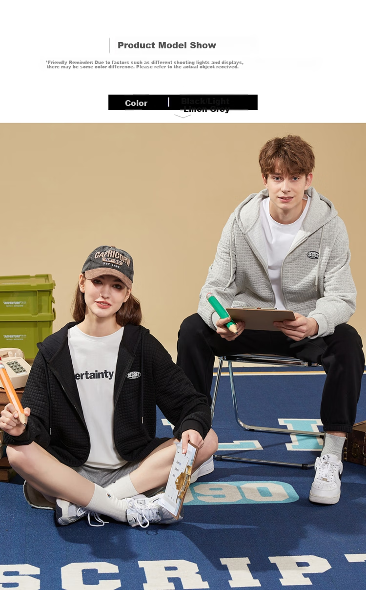 TonLion 2022 Couple's Jacket, Corn Pattern Hooded Coat, Casual Couple's Outerwear, 627130034001, Light Heather Gray, L 2