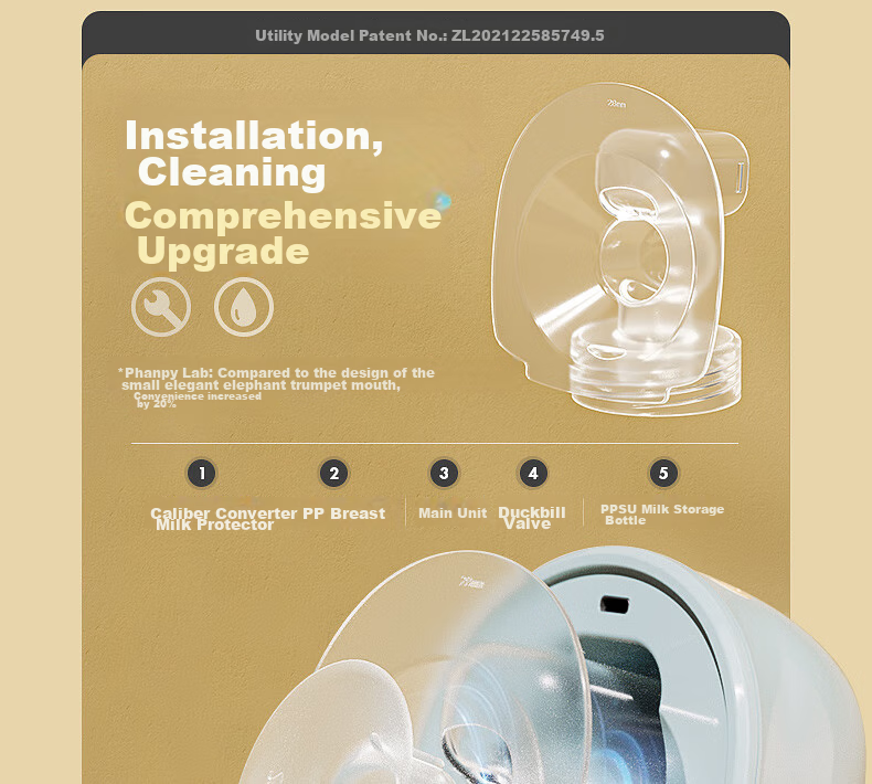 Xiaoyaxiang Hands-Free Breast Pump, Electric Portable All-In Automatic Micro-Vibration Single-Side Milk Extractor (Yiyue Smart Model) 6