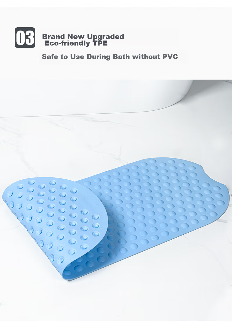 FARLEEHOMES Bathtub Non-Slip Mat, Bathroom Suction Cup Anti-Slip Pad, Home Bath Tub Mat, Silver Gray, 40*100cm 5