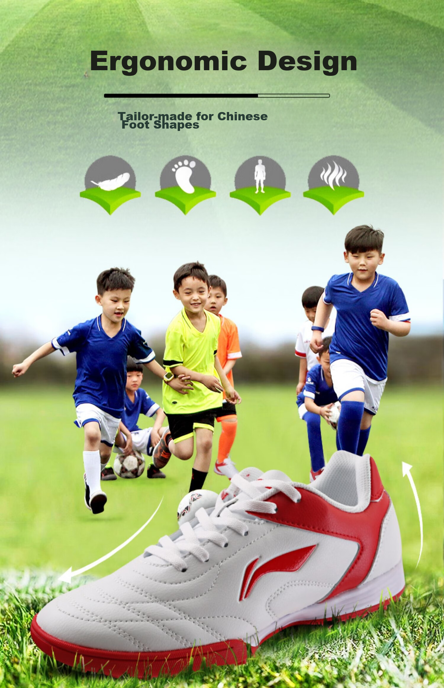 Li-Ning Soccer Shoes, TF Turf Cleats, for Men, Women, Adults, Children, Teenagers, Professional Training Shoes, Middle School Entrance Exam, Summer Breathable Cleats 5