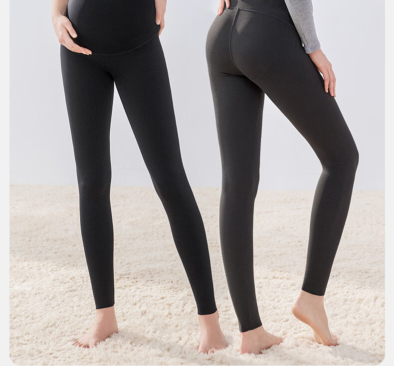 EMXEE New Camellia Oil Maternity Sharkskin Leggings Maternity Wear Four Seasons New Maternity Yoga Pants Slim Fit Black M 6