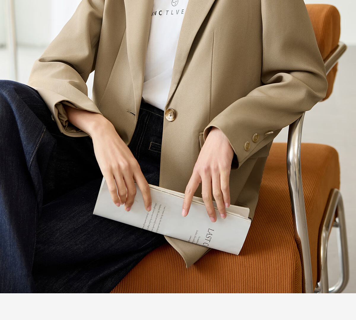 Chushen Chunqiu Women's Classic Simple H-Shape Blazer Casual Commuter Suit Jacket S51U012 5