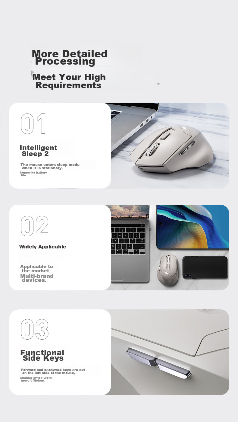 INPHIC DR01 Wireless Gaming Mouse Wired Bluetooth Tri-mode Office Mouse Right-handed Hardware Macro Desktop Laptop 2.4G Portable 12800DPI V2 Black 10