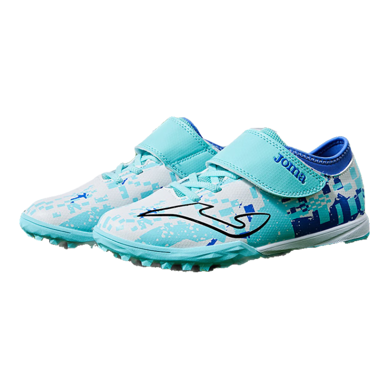 JOMA Soccer Shoes for Children TF Turf Cleats for Boys And Girls, Youth Elementary School Students Classic Retro Football Training Shoes Light Blue Size 39