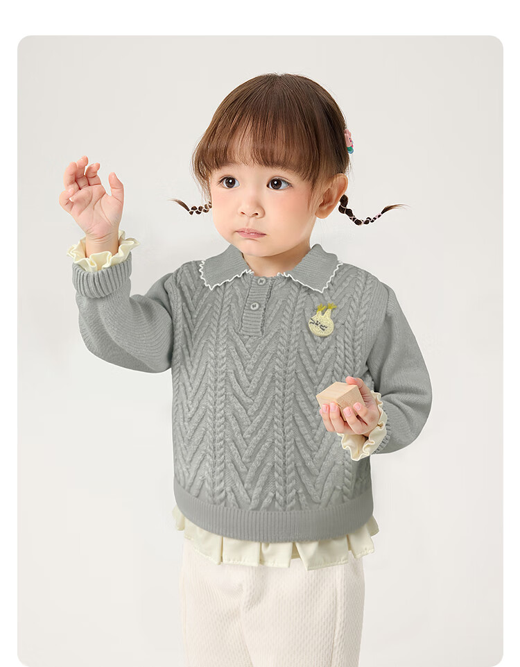Balabala BalaOne Girls' Sweater Children's 2025 Winter Knitwear Baby Knit Sweater Sweet 208425103001 1