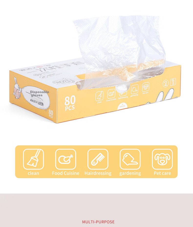 Yekee Sanrio Collaboration Disposable TPE Gloves, Food Street Big-Eared Dog Style, Household Thickened, 100 Pieces Per Box, K-8134 6