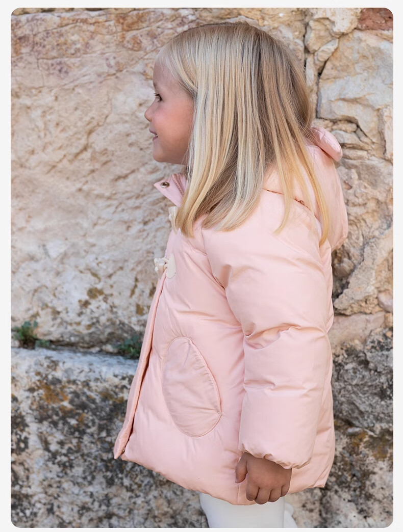 DAVE & BELLA Girls' Down Jacket Kids' Three-Proof Winter Coat Baby Outerwear 4