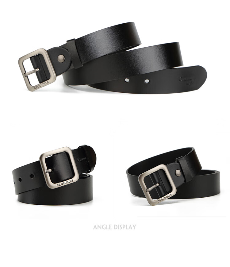 CROCODILE Women's Versatile Leather Belt, Trendy Waistband, Fashionable Vintage Pin Buckle Belt, 34MME2887, Brow 11