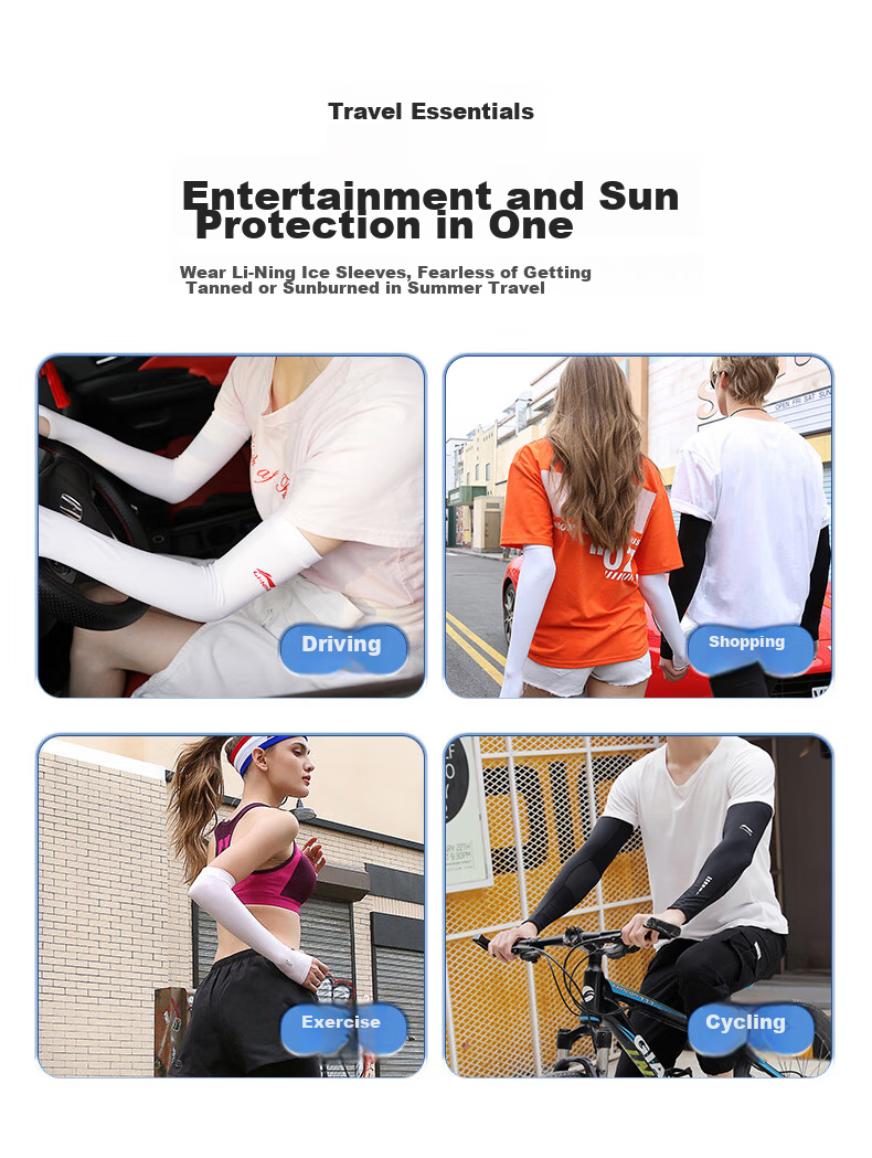Li-Ning Cycling Ice Sleeves for Men And Women, Sun Protection Arm Sleeves, Silk-Like Sleeves for Summer, Anti-Sun Protection Arm Guards, UV Protection Cool Sleeves 4