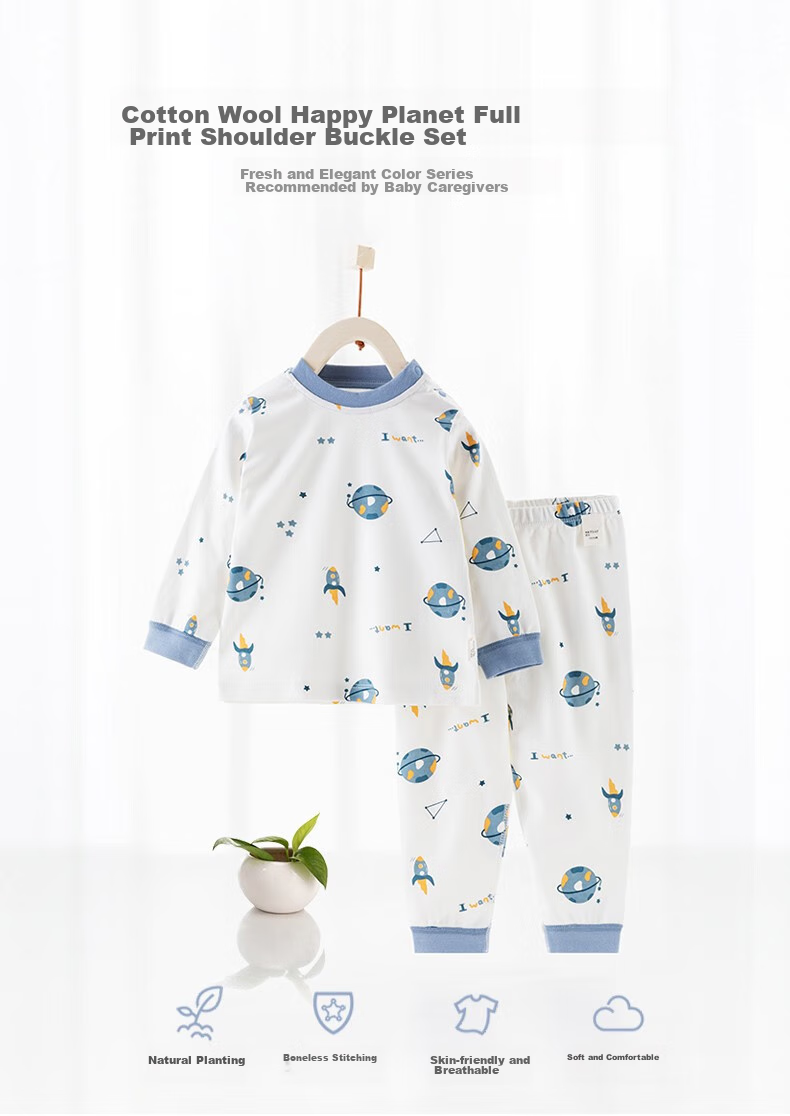 Huanxixiaoxiong 6 Months - 3 Years Old Baby Boy Autumn Underwear Set, Infant Spring And Autumn All-Cotton Class A Separate Girls Autumn Top And Pants Set 9