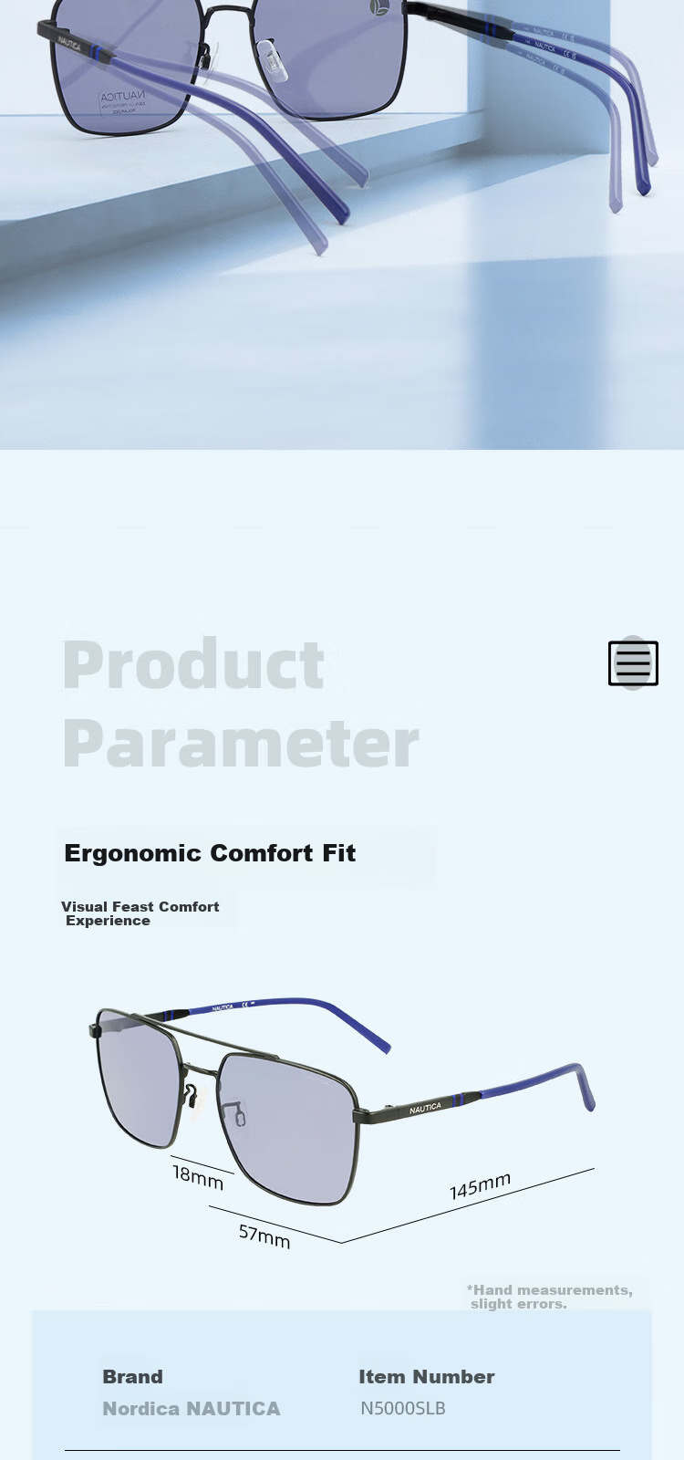NAUTICA Polarized Aviator Trendy Fashion Men's Driving Sunglasses N5000SLB 005-Blue Purple 5
