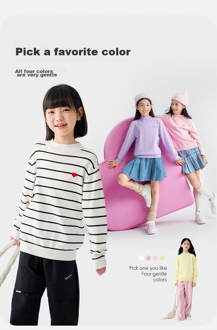 BALABALA Balaone Kids Sweater Girls 2025 Spring Autumn Pullover Knitwear 208325103003 2