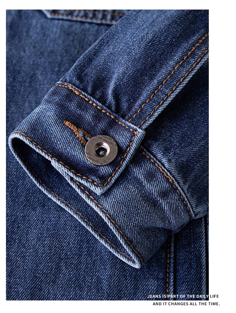 Jeanswest Men's Jacket 2026 Spring Summer Trendy Embroidered Youth Workwear Long Sleeve Denim Coat Loose Fit Dark Blue 4XL 7