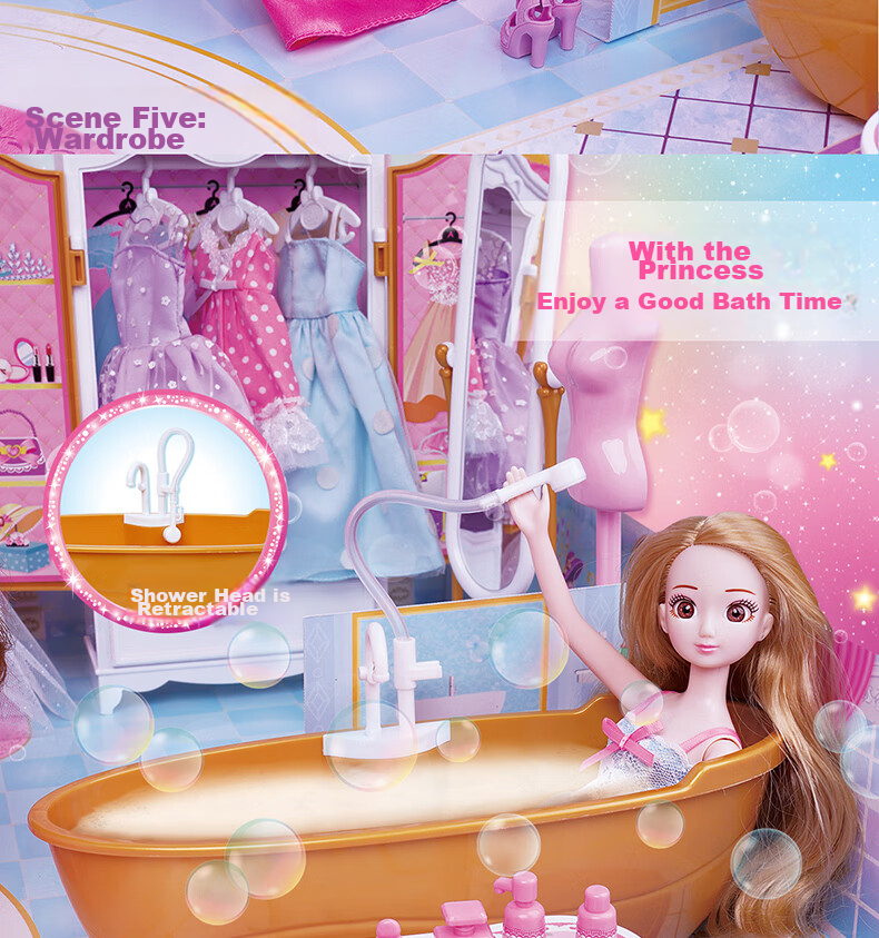 Anlili Children's Toy, Girl's Gift, Dress-Up Doll, Pretend Play, Barbie Dream House, Birthday Present 11